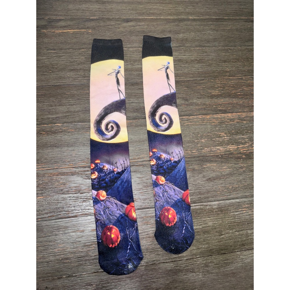 Nightmare Before Christmas Jack Skellington Knee High Socks Halloween Pumpkin